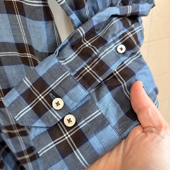 Calder Carmel Men's Cotton Blue and Black Plaid Button-Down Shirt Size XL - Picture 5 of 11